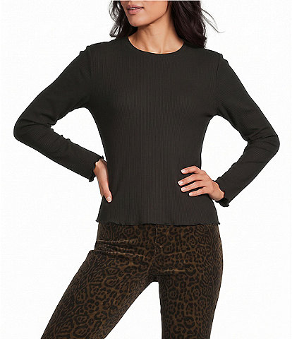 Westbound Petite Size Long Sleeve Crew Neck Ribbed Top