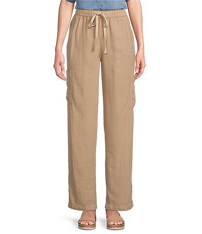 Westbound The ISLAND Petite Size Pull-On Straight Leg Cargo Pocket Mid Rise Wide Leg Pants