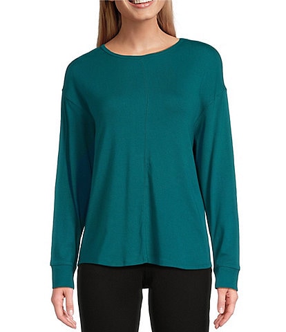 Westbound Petite Size Round Neck Long Sleeve Knit Tee Shirt