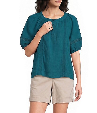 Westbound Petite Size Short Sleeve Boat Neck Top