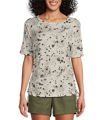 Westbound Petite Size Short Sleeve Crew Neck Ruched Tee