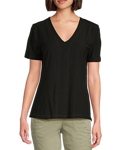 Westbound Petite Size Short Sleeve V-Neck Top
