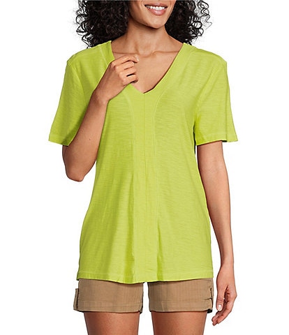Westbound Petite Size Short Sleeve V-Neck Top