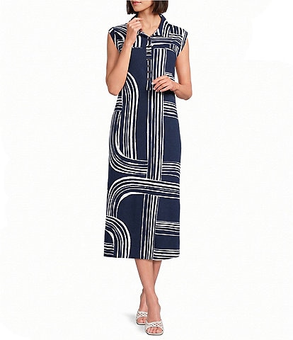 Westbound Petite Size Sleeveless Collared Dress