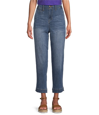 Westbound Petite Size the CHINO Crop High Rise Slim Straight Leg Jeans
