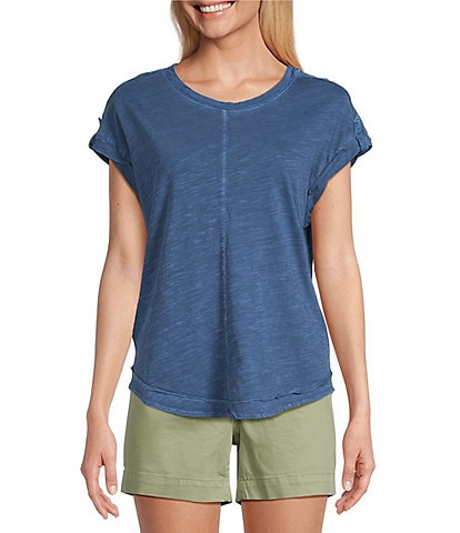 Westbound Petite Size Twist Sleeve Crew Neck Top