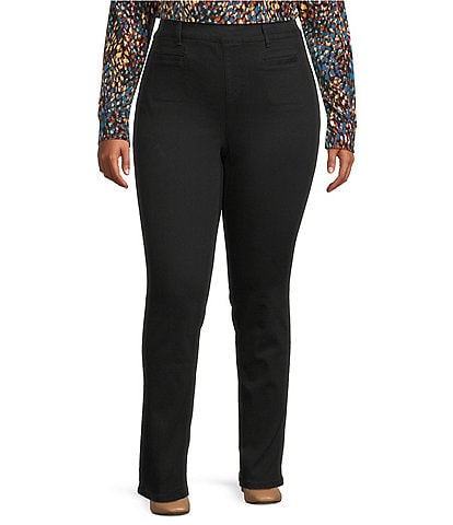 Westbound Plus Size High Rise Straight Leg Pull-On Denim Pants