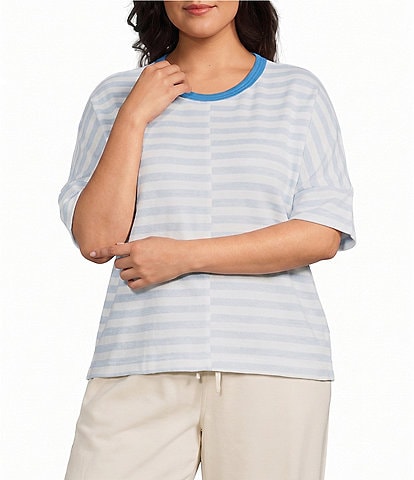 Westbound Plus Size 3/4 Sleeve Crew Neck Top