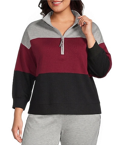 Westbound Plus Size 3/4 Sleeve Half Zip Top