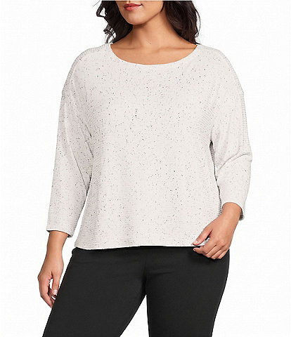Westbound Plus Size Dolman 3/4 Sleeve Boat Neck Top