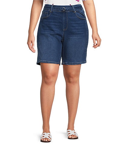 Westbound Plus Size High Rise Belted Bermuda Shorts