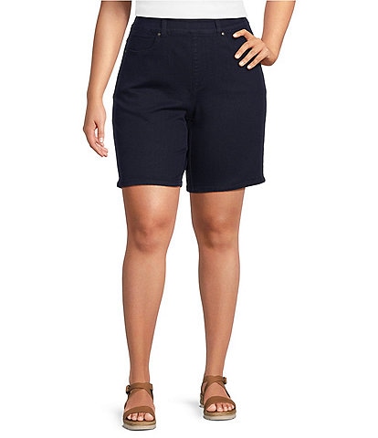 Westbound Plus Size High Rise Flat Front Pocketed Bermuda Shorts