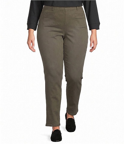 Westbound Plus Size High Rise Patch Pocket Straight Leg Pull-On Pants