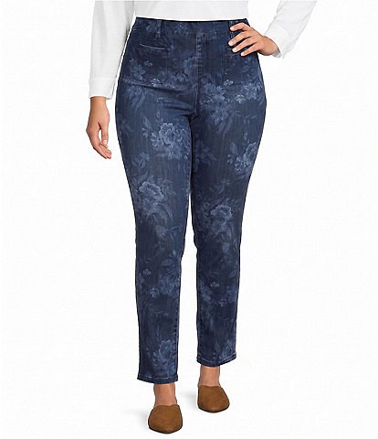 Westbound Plus Size High Rise Patch Pocket Straight Leg Pull-On Pants