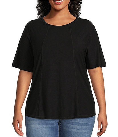 Westbound Plus Size Short Sleeve Solid Knit Tee Shirt