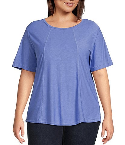Westbound Plus Size Short Sleeve Solid Knit Tee Shirt