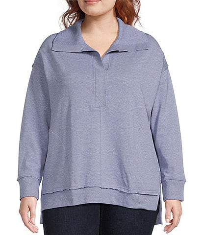 Westbound Plus Size Knit Long Sleeve Hi-Low Henley Top