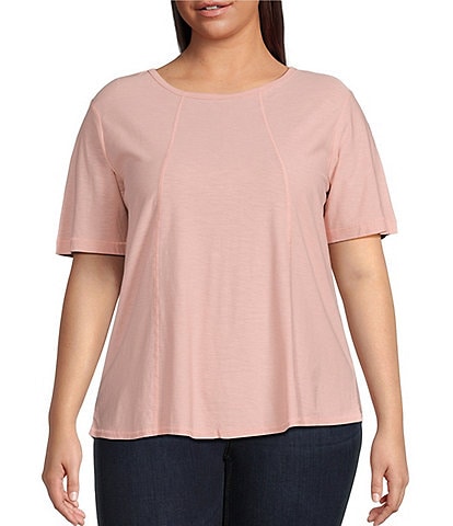 Plus Size Printed Long Tops For Women Cotton Half Sleeves - Pink