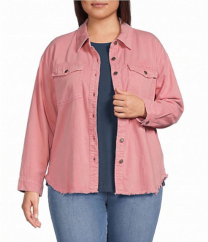 Westbound Plus Size Long Sleeve Button Front Shacket