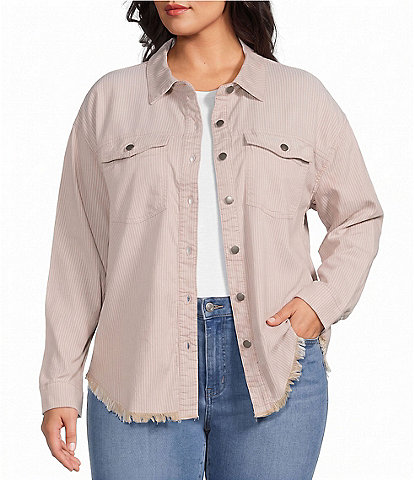 Westbound Plus Size Long Sleeve Button Front Shacket