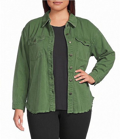 Westbound Plus Size Long Sleeve Button Front Shacket