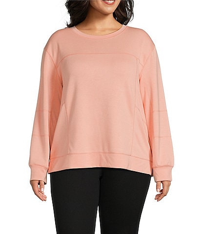 Westbound Plus Size Long Sleeve Crew Neck Seam Detail Top