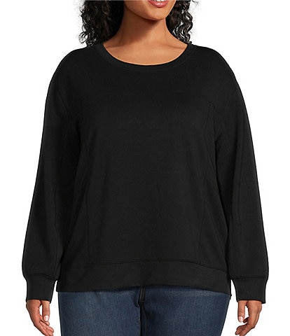 Westbound Plus Size Long Sleeve Crew Neck Seam Detail Top