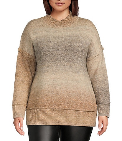 Westbound Plus Size Ombre Long Sleeve Mock Neck Sweater