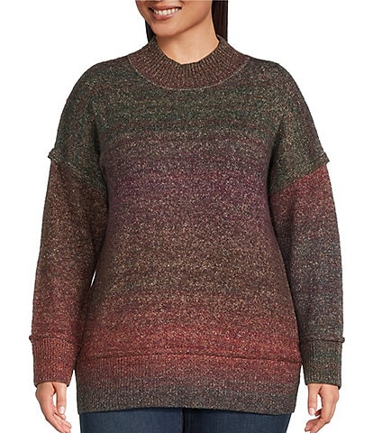 Westbound Plus Size Ombre Long Sleeve Mock Neck Sweater