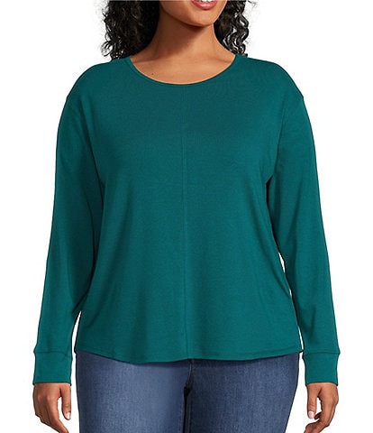 Westbound Plus Size Round Neck Long Sleeve Knit Tee Shirt