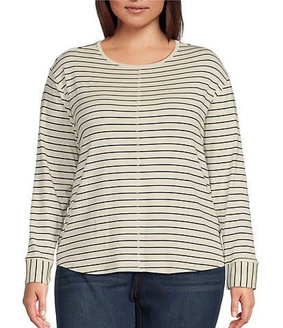 Westbound Plus Size Round Neck Long Sleeve Knit Tee Shirt