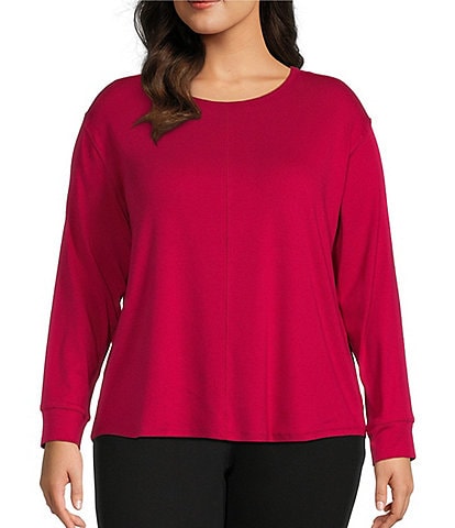 Westbound Plus Size Round Neck Long Sleeve Knit Tee Shirt