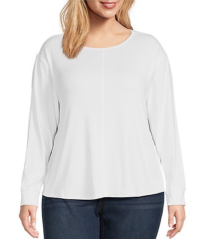 Westbound Plus Size Round Neck Long Sleeve Knit Tee Shirt