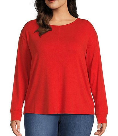 Westbound Plus Size Round Neck Long Sleeve Knit Tee Shirt