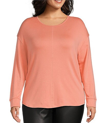 Westbound Plus Size Round Neck Long Sleeve Knit Tee Shirt