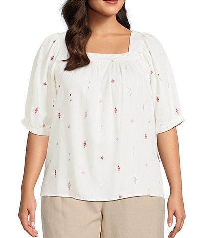 Westbound Plus Size Short Sleeve Square Neck Top