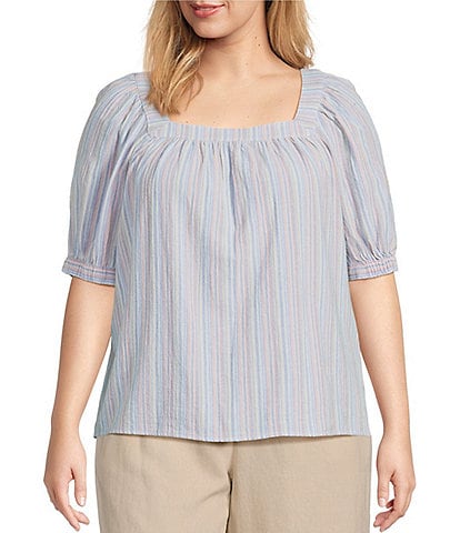 Westbound Plus Size Short Sleeve Square Neck Top