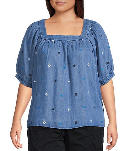 Westbound Plus Size Short Sleeve Square Neck Top