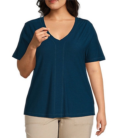 Westbound Plus Size Short Sleve V-Neck Top