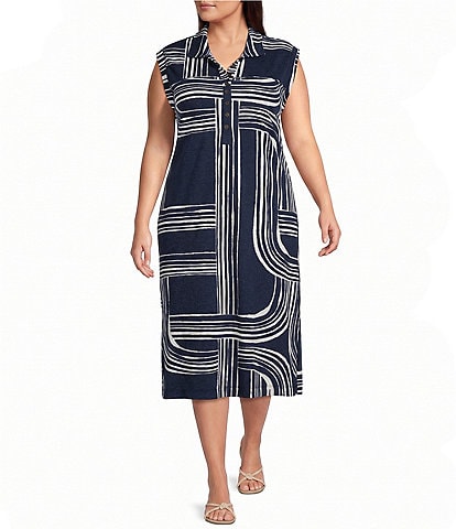 Westbound Plus Size Sleeveless Collared Dress