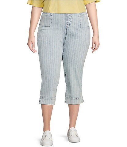 Westbound Plus Size Striped Print the HIGH RISE fit High Rise Skinny Cropped Pants