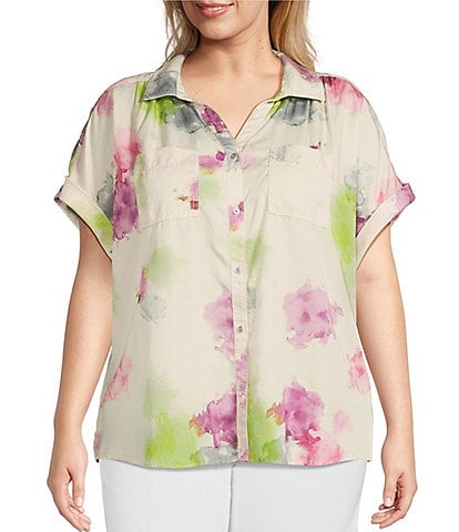Westbound Plus Size the CAMP shirt Short Sleeve Collared Button Front Shirt
