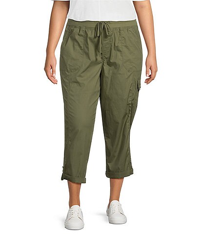 Westbound Plus Size the WEEKEND Cropped Mid Rise Relaxed Tapered Leg Adjustable Hem Pants