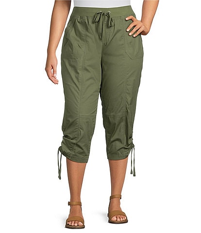 Westbound Plus Size the WEEKEND Mid Rise Pull On Cargo Crop Pant