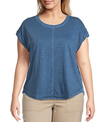 Westbound Plus Size Twist Sleeve Crew Neck Top