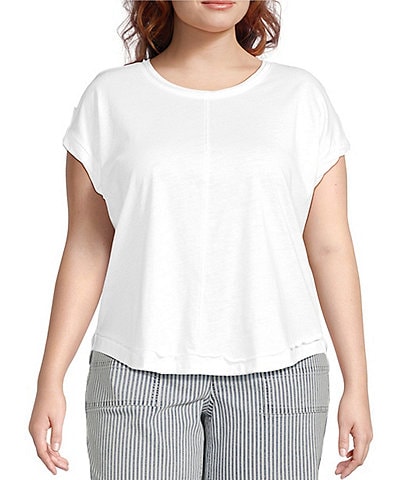 Westbound Plus Size Twist Sleeve Crew Neck Top