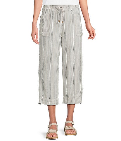 Westbound Pull On Linen-Blend Crop Pants