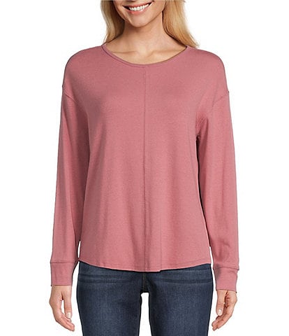 Westbound Round Neck Long Sleeve Knit Tee Shirt