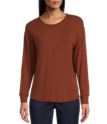 Westbound Round Neck Long Sleeve Knit Tee Shirt