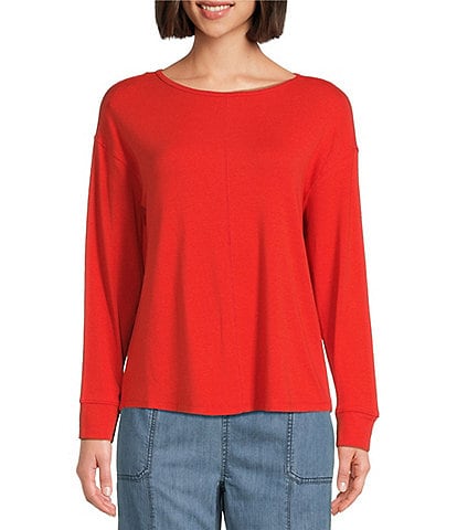 Westbound Round Neck Long Sleeve Knit Tee Shirt